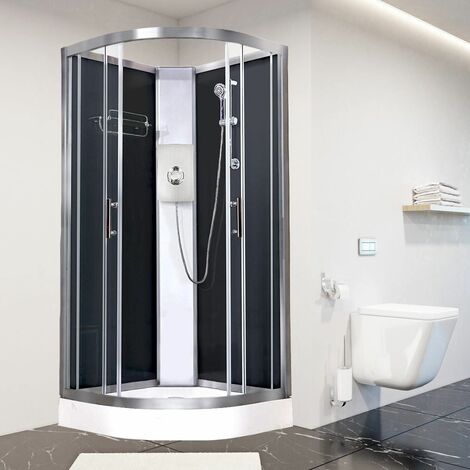 Luxury Electric Shower Cabin Vidalux Pure E Quadrant 800 Black Enclosure 9.5kW