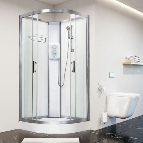 Electric Shower Cubicle Cabin Vidalux Pure E Quadrant 900 White Enclosure 8.5kW