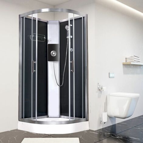 Luxury Electric Shower Cabin Vidalux Pure E Quadrant 900 Black Enclosure 9.5kW