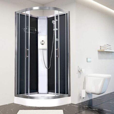 Luxury Electric Shower Cabin Vidalux Pure E Quadrant 800 Black Enclosure 8.5kW
