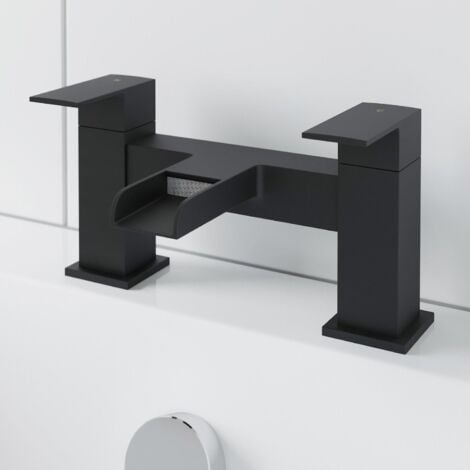 Modern Bathroom Black Waterfall Basin Sink Bath Mono Mixer Tap Taps Set Waste