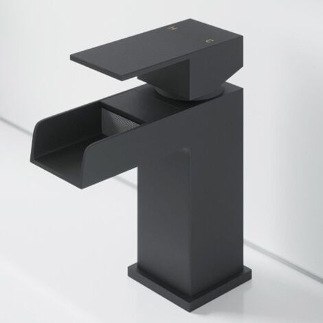 Modern Bathroom Black Waterfall Basin Sink Bath Mono Mixer Tap Taps Set Waste