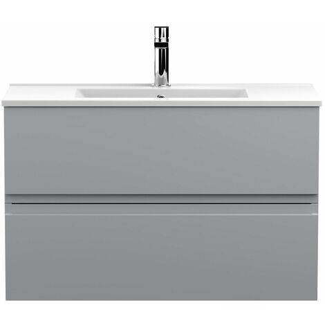 Vasari Silk Grey 800mm Wall Hung Vanity Unit Minimalist Basin Sink Bathroom