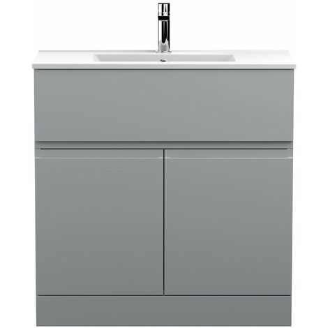 Vasari Silk Grey 800mm Floorstanding Vanity Unit Minimalist Basin Sink Bathroom