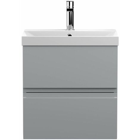 Vasari Silk Grey 500mm Wall Hung Vanity Unit Thin Edge Basin Sink Bathroom