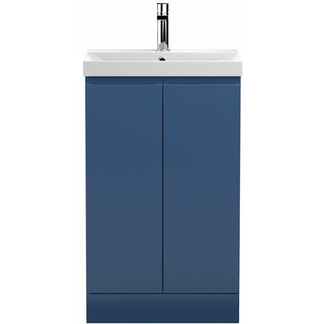 Vasari Silk Blue 500mm Floorstanding Vanity Unit Thin Edge Basin Sink Bathroom
