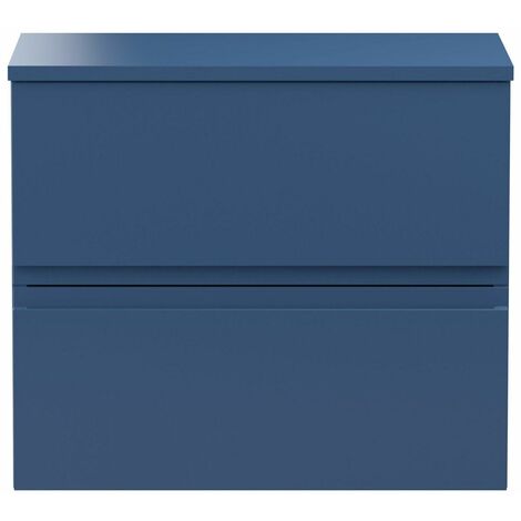 Vasari Silk Blue 600mm Wall Hung Vanity Unit With Top Board Bathroom Modern