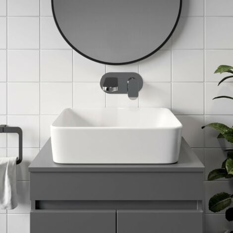 Ceramic Bathroom Vanity Wash Basin Sink Countertop Rectangular Modern 480x370mm