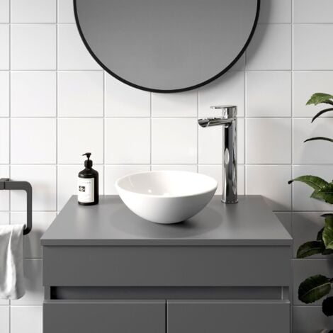 Ceramic Bathroom Vanity Wash Basin Sink Countertop Round Modern 280 x 280mm