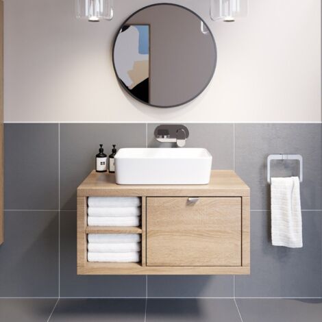 Bathroom Wall Hung Vanity Unit Sink, Oak Wall Hung Vanity Unit 800mm