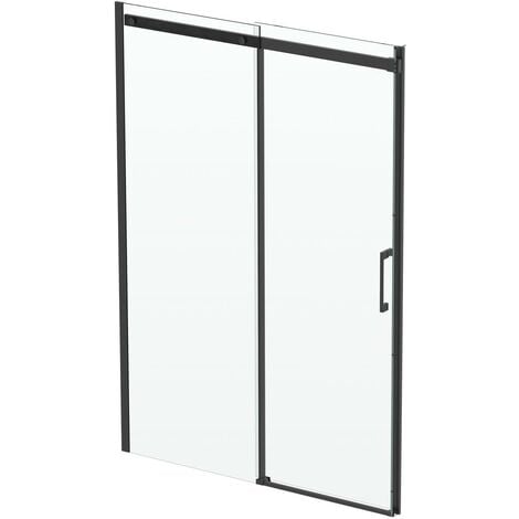 Diamond Bathroom Frameless Sliding Shower Door 1200mm Black 8mm Safety Glass
