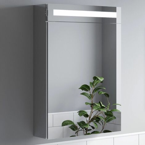 Bathroom Mirror Cabinet LED Wall Mounted 700x500mm Mains Demister Shaver Storage