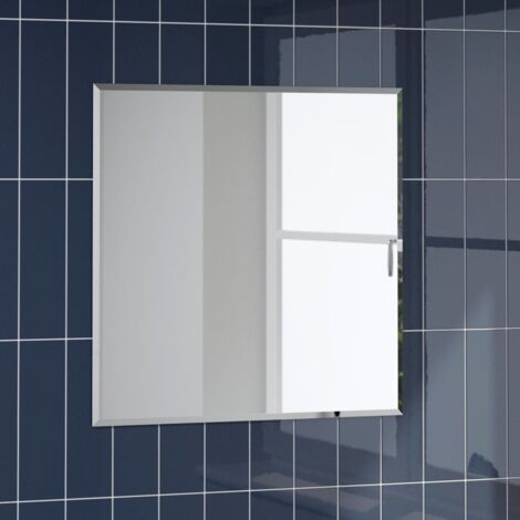 Bathroom Mirror Square 500x500mm Bevelled Edge Modern Wall Mounted Glass Large