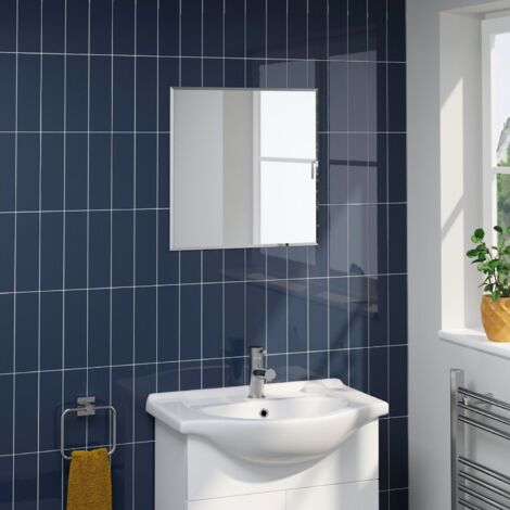 Bathroom Mirror Square 500x500mm Bevelled Edge Modern Wall Mounted Glass Large