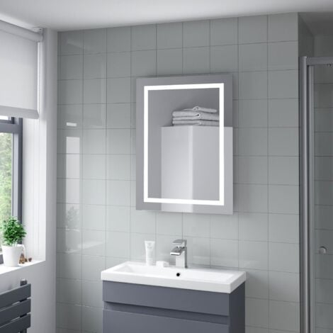 LED Bathroom Mirror 700x500mm Wall Mounted Battery Operated Illuminated Modern