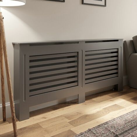 Radiator Cover Wall Cabinet MDF Wood Grey Horizontal Style 1720x815 Large Modern