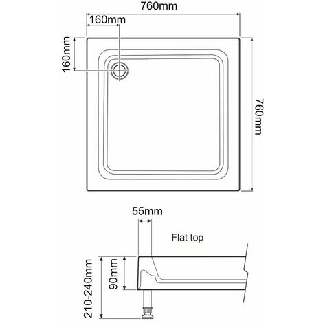 Mira Flight Shower Tray 760 x 760mm Square Deep Profile Stone Resin Waste