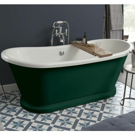 BC Designs Boat Traditional Freestanding Bath Roll Top Acrylic Green 1580x750mm