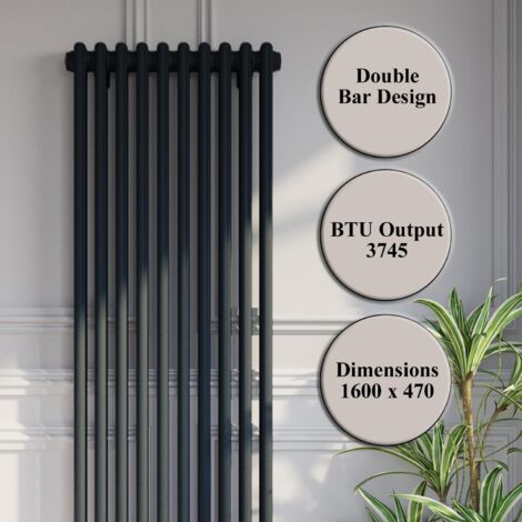 Anthracite Traditional Colosseum Vertical Column Radiator 1600 x 470mm Double