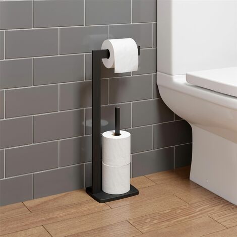 free standing black toilet paper holder