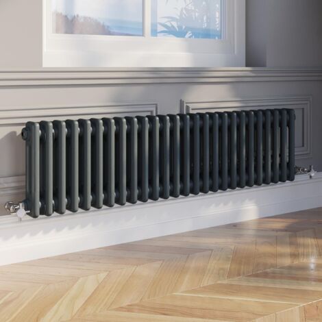 300 x 1190mm Double Horizontal Traditional Colosseum Anthracite Column Radiator