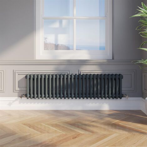 300 x 1190mm Double Horizontal Traditional Colosseum Anthracite Column Radiator