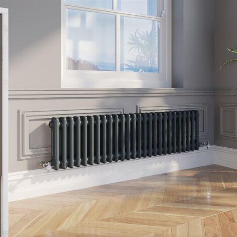 300 x 1190mm Double Horizontal Traditional Colosseum Anthracite Column Radiator
