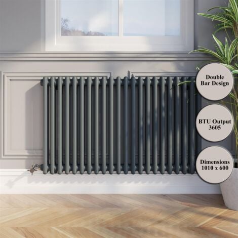 600 x 1010mm Double Horizontal Traditional Colosseum Anthracite Column Radiator