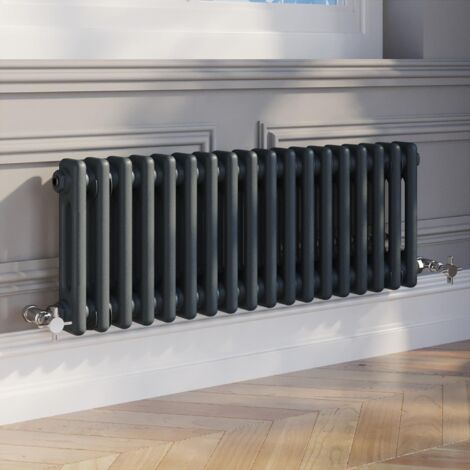 300 x 830mm Double Horizontal Traditional Colosseum Anthracite Column Radiator