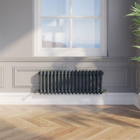 300 x 830mm Double Horizontal Traditional Colosseum Anthracite Column Radiator