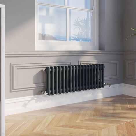 300 x 830mm Double Horizontal Traditional Colosseum Anthracite Column Radiator