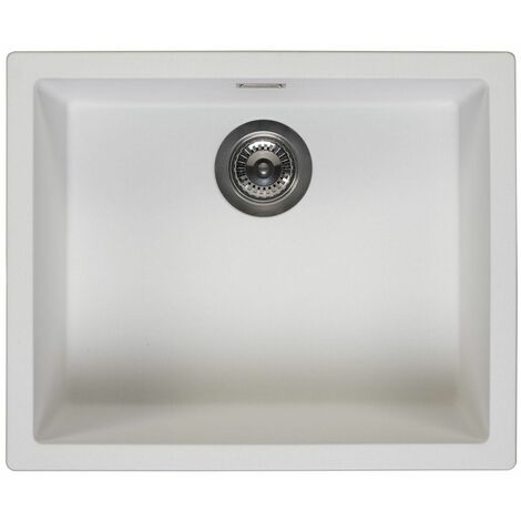 Reginox Amsterdam 50 Integrated Single Bowl Granite Kitchen Sink Pure White (1/3)