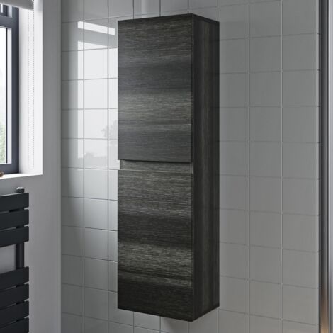 1200mm Tall Bathroom Wall Hung Cabinet Cupboard Soft Close Grey