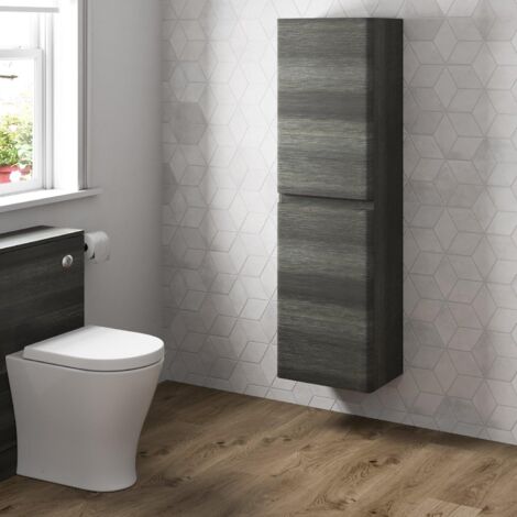 1200mm Tall Bathroom Wall Hung Cabinet Cupboard Soft Close Grey