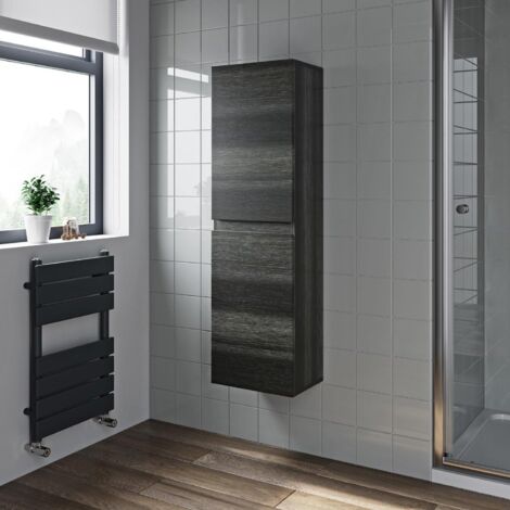 1200mm Tall Bathroom Wall Hung Cabinet Cupboard Soft Close Grey