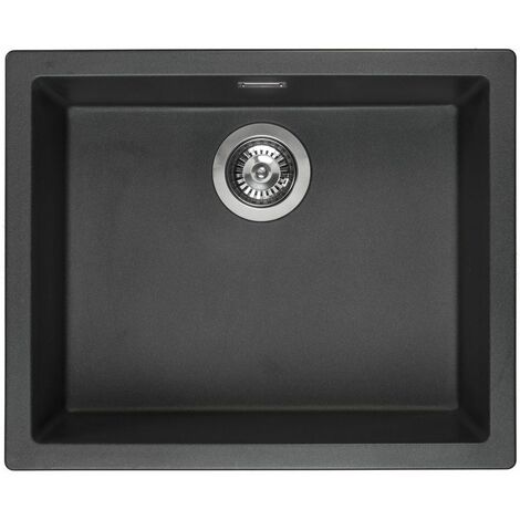 Reginox Amsterdam 50 Integrated Single Bowl Granite Kitchen Sink Black Silvery (1/3)