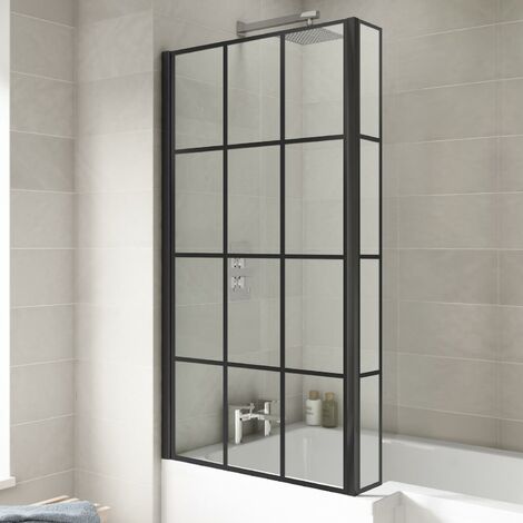 Complete Bathroom Suite Black 1700mm L Shape RH Bath Screen Basin WC Shower Taps