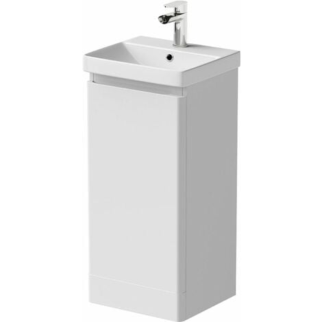 White Bathroom Furniture Vanity Unit with Basin Sink Modern Cabinet Storage 400mm