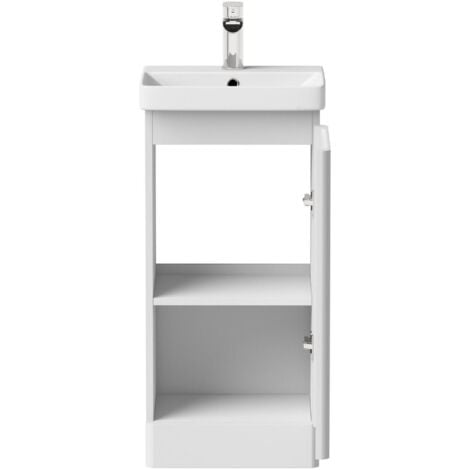 White Bathroom Furniture Vanity Unit with Basin Sink Modern Cabinet Storage 400mm