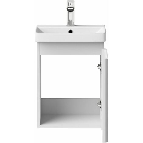 White Bathroom Furniture Vanity Unit with Basin Sink Modern Cabinet Storage 400mm Wall Hung