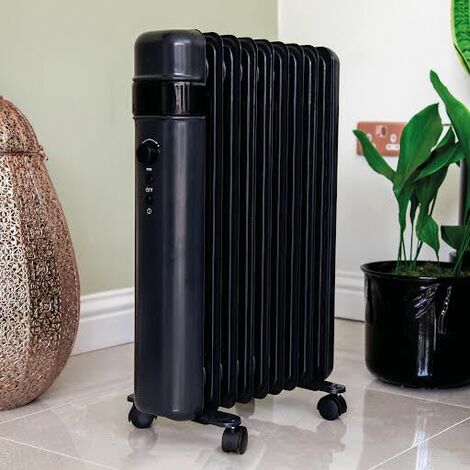 TCP Smart WiFi Portable Free-Standing Oil 9 Finned Electric Radiator 2000W  Black