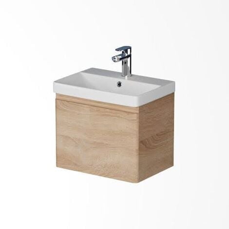 Wood Effect Bathroom Furniture Vanity Unit with Basin Sink Cabinet Storage 500mm Wall Hung