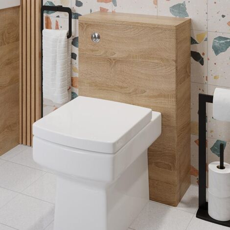 Bathroom WC Back to Wall Toilet Unit Only Furniture Unit 500 x 217mm Wood Effect