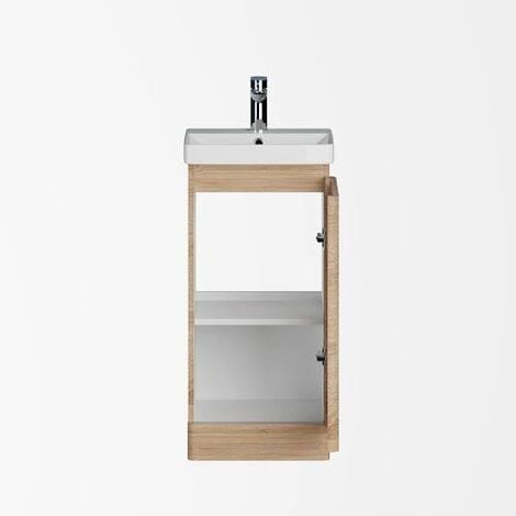Wood Effect Bathroom Furniture Vanity Unit with Basin Sink Cabinet Storage 400mm