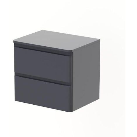 Bathroom Cloakroom Vanity Unit Wall Mounted Countertop Basin Grey Gloss 600mm