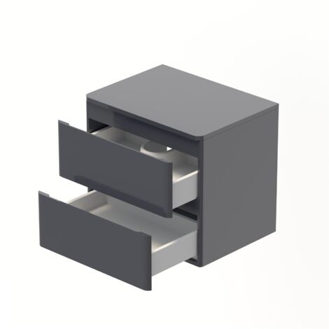 Bathroom Cloakroom Vanity Unit Wall Mounted Countertop Basin Grey Gloss 600mm