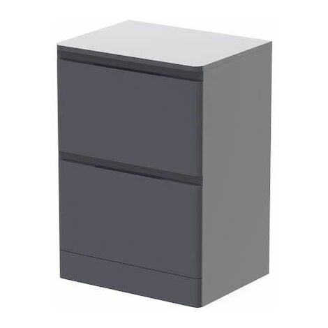 Bathroom Cloakroom Vanity Unit Wash Storage Cabinet Countertop Basin Grey 600mm