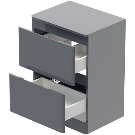 Bathroom Cloakroom Vanity Unit Wash Storage Cabinet Countertop Basin Grey 600mm