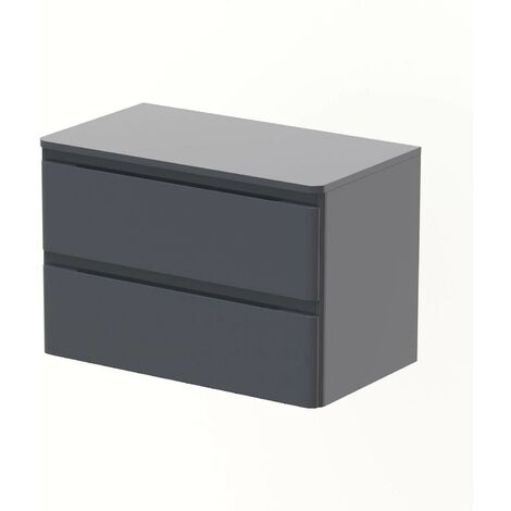 Bathroom Cloakroom Vanity Unit Wall Mounted Countertop Basin Grey Gloss 800mm