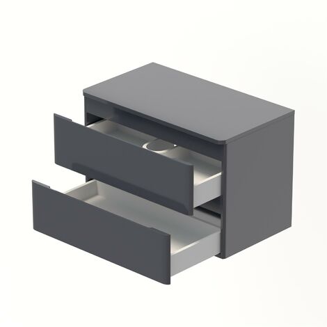 Bathroom Cloakroom Vanity Unit Wall Mounted Countertop Basin Grey Gloss 800mm